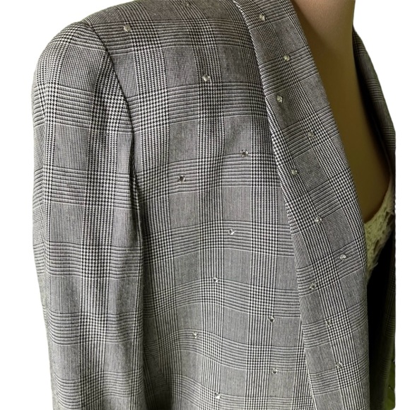 Vintage Blazer long oversized tapered sz 8 shoulder pads rhinestone accents rare - Picture 4 of 8